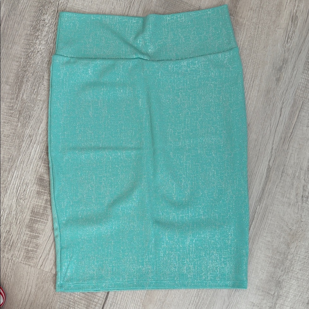LuLaRoe Shimmery Aqua Pencil Skirt